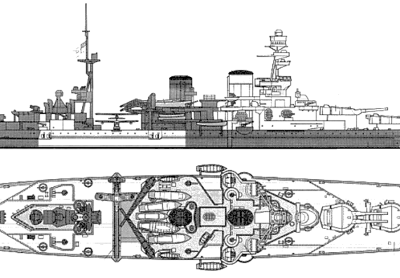 HMS Repulse [Battlecruiser] - drawings, dimensions, figures